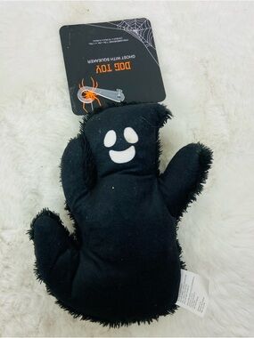 NWT Black Plush Ghost Dog Toy with squeaker